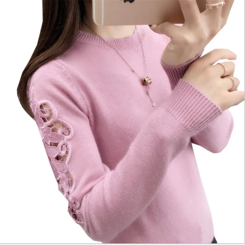 Long Sleeve Spring Women Sweater Female 2019 Hollow Out Bottom Slim Knitted Tops Mujer Embroidery Knitwear Women Sweater Q1271
Long Sleeve Spring Women Sweater Female 2019 Hollow Out Bottom Slim Knitted Tops Mujer Embroidery Knitwear Women Sweater Q1271