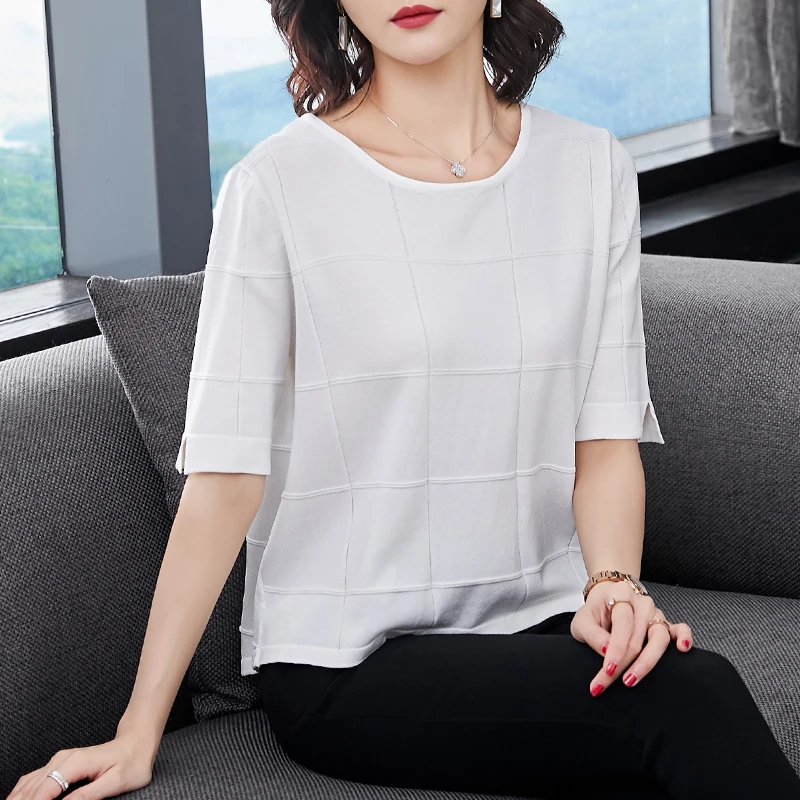 Women summer knit blouse tops elegant lady o-neck knit blouse shirt short sleeve
Women summer knit blouse tops elegant lady o-neck knit blouse shirt short sleeve