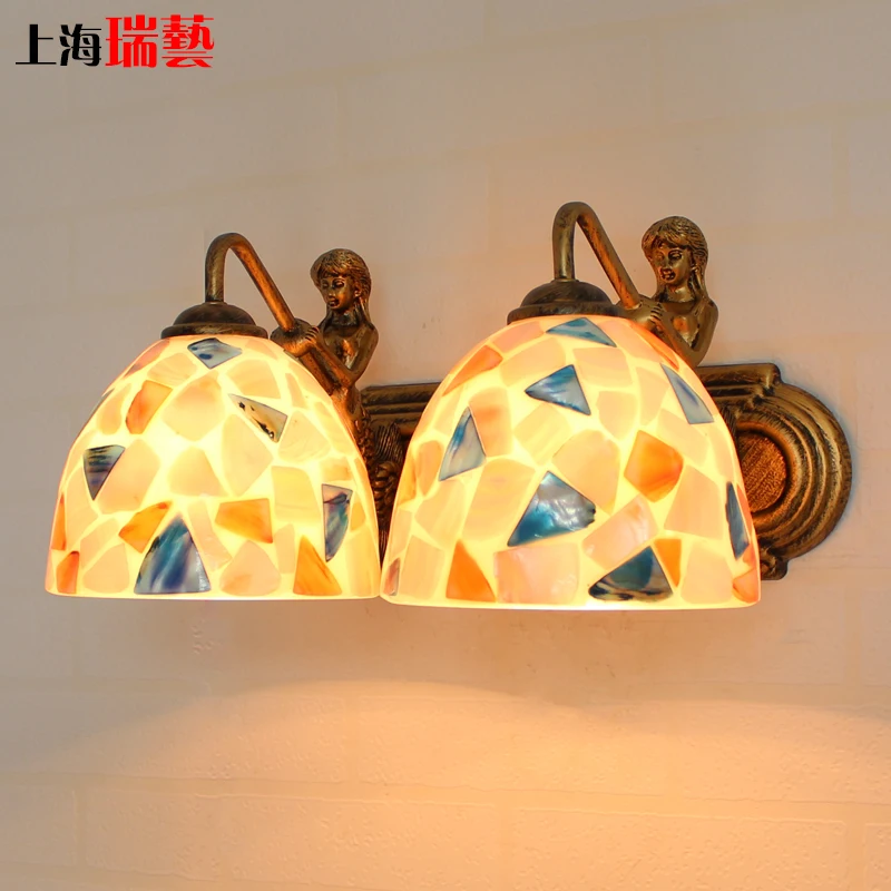 Средиземноморская светодиодная настенная лампа Tiffany Mermaid AC 110/220 В E27 настенные