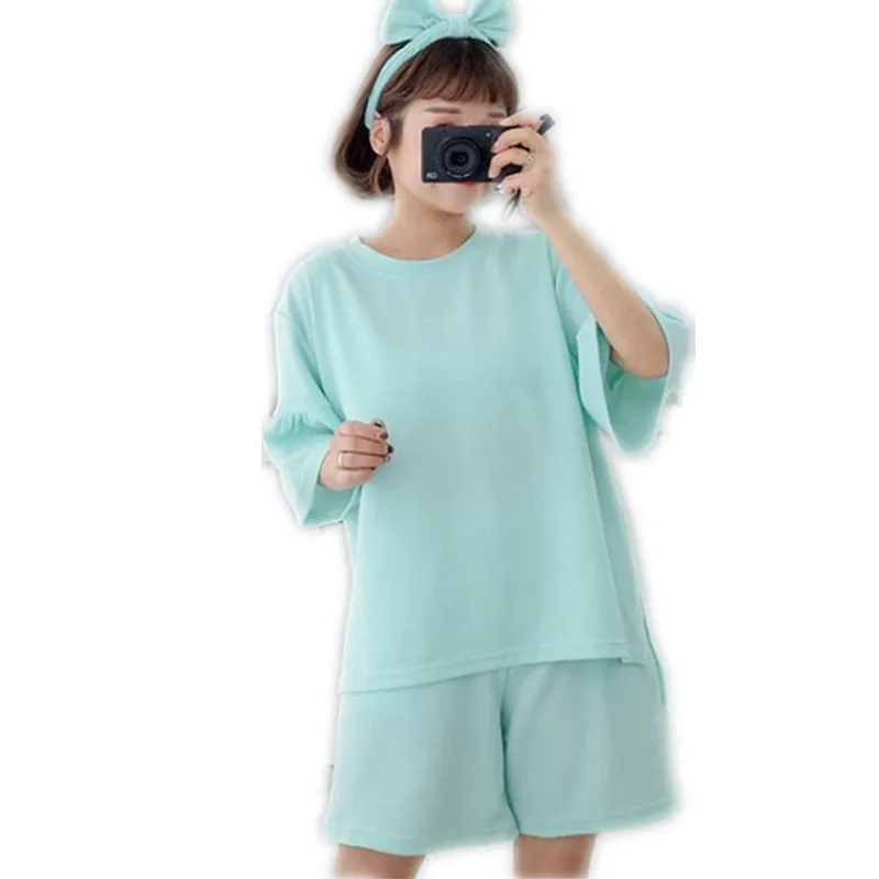 Simple New 2018 Summer Women O-Neck Pajamas Set Cute Cotton Nighty Loose Fashion Female Short Sleeve Shorts Pajamas Set Q037
Simple New 2018 Summer Women O-Neck Pajamas Set Cute Cotton Nighty Loose Fashion Female Short Sleeve Shorts Pajamas Set Q037