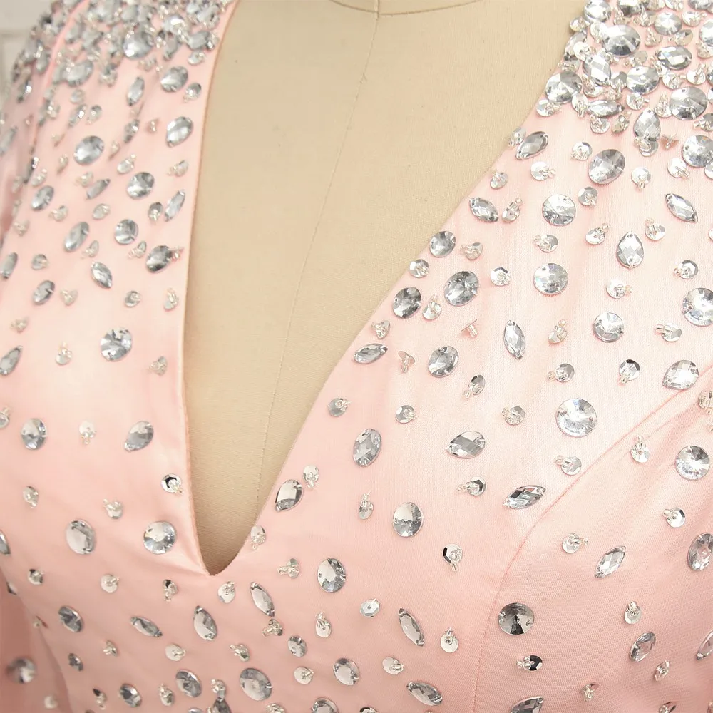 Pink Muslim Evening Dresses A-line V-neck Long Sleeves Tulle Crystals Long Saudi Arabic Evening Gown Prom Dress
Pink Muslim Evening Dresses A-line V-neck Long Sleeves Tulle Crystals Long Saudi Arabic Evening Gown Prom Dress