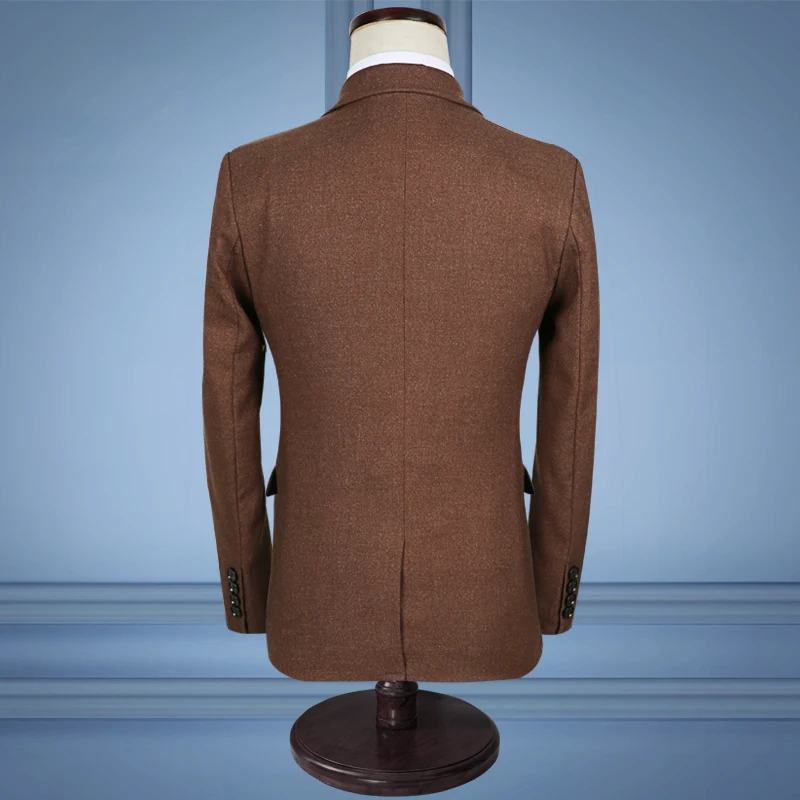 (Пиджак + брюки жилет) одноцветное Цвет коричневый Slim Fit платье мужчина Бизнес