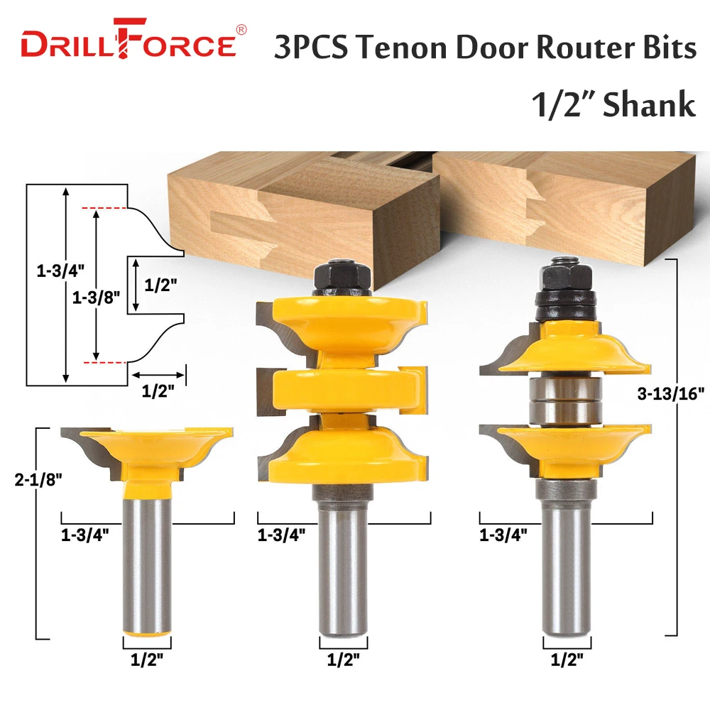 3PCS 1/2" Shank Entry & Interior Door Ogee Matched R&S Router Bit Milling Cutters For MDF Plywood Wood Cutter Woodworking Tools
3PCS 1/2" Shank Entry & Interior Door Ogee Matched R&S Router Bit Milling Cutters For MDF Plywood Wood Cutter Woodworking Tools