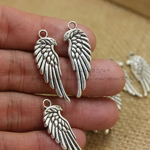 Wholesale (40 pieces/lot) 11*34mm Antique color Alloy Angel Wings Jewelry Pendants Charm
Wholesale (40 pieces/lot) 11*34mm Antique color Alloy Angel Wings Jewelry Pendants Charm