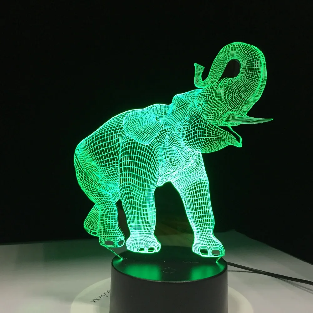

Amazing 3D Illusion LED Table Lamp Night Light with Animal Elephant Shape Touch Sensor 7 Colors Change Effect Holiday Gifts