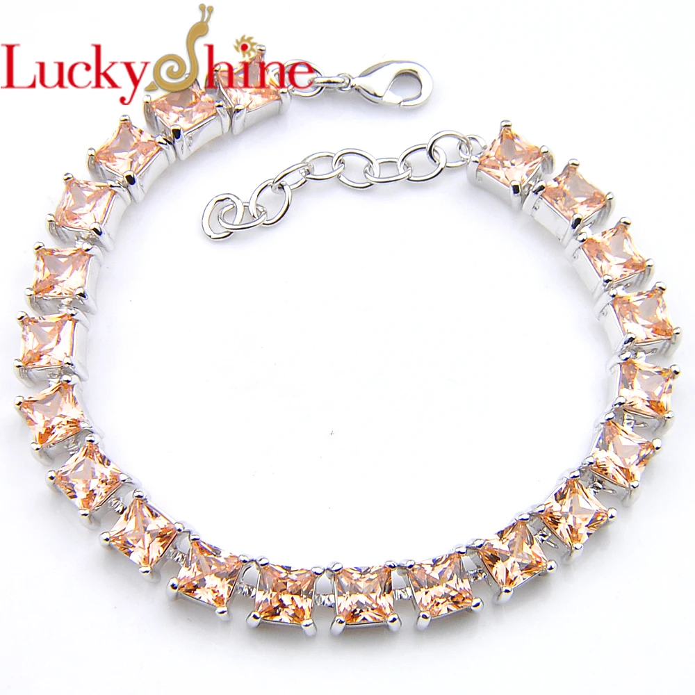 LuckyShine Fashion Fire Square Morganite Crystal Zirconia Silver Chain Bracelets for Russia USA Ukraine Wedding Party Gifts
LuckyShine Fashion Fire Square Morganite Crystal Zirconia Silver Chain Bracelets for Russia USA Ukraine Wedding Party Gifts