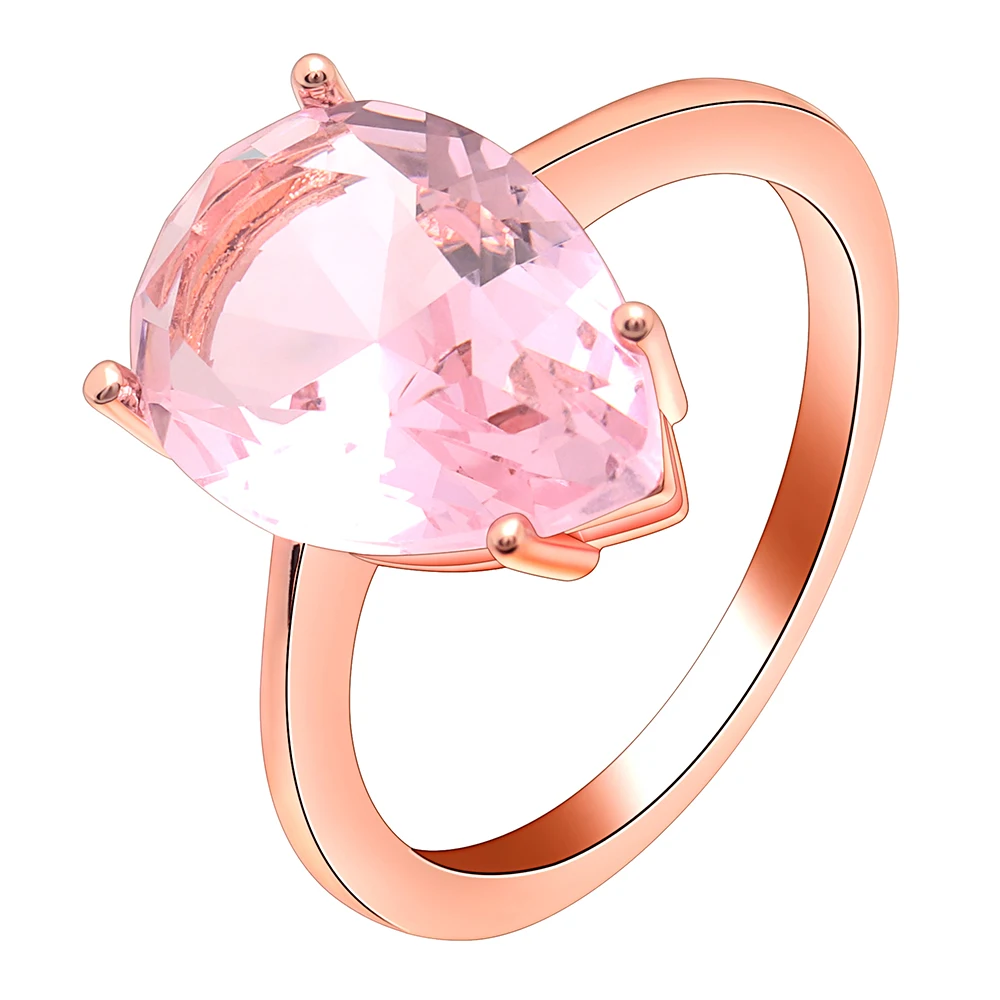 2019 Romantic Rose Gold Color Rings Fashion Wedding Pink Cz Zircon Jewelry Natural Water Drop Pink Crystal Rings for Women Gift
2019 Romantic Rose Gold Color Rings Fashion Wedding Pink Cz Zircon Jewelry Natural Water Drop Pink Crystal Rings for Women Gift