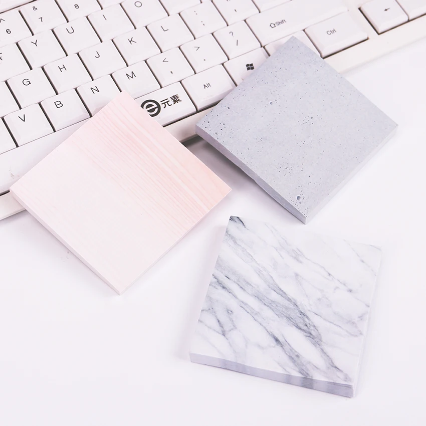 1PC Creative Marble Color Self Adhesive Memo Pad Stone Style Sticky Notes Bookmark School Office Stationery Supply - купить по