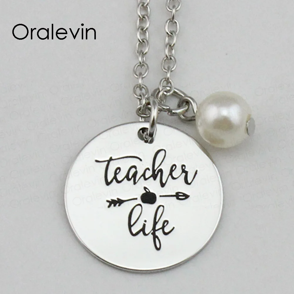 TEACHER LIFE Inspirational Hand Stamped Engraved Glamour Creative Pendant Necklace for Teacher Gift Jewelry,10Pcs/Lot, #LN2268
TEACHER LIFE Inspirational Hand Stamped Engraved Glamour Creative Pendant Necklace for Teacher Gift Jewelry,10Pcs/Lot, #LN2268