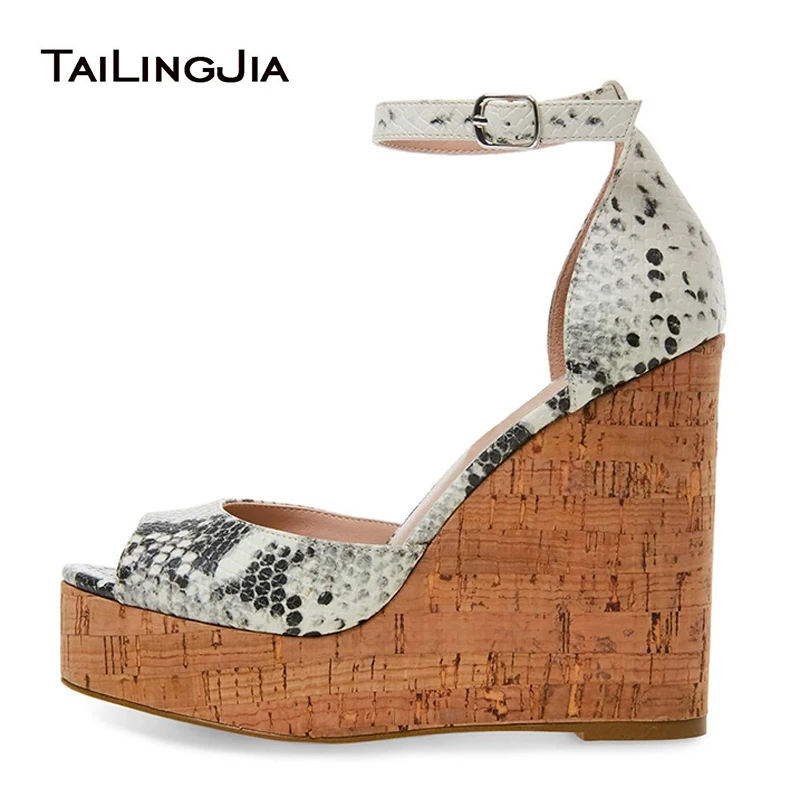 Peep Toe Black Wedge Heel Sandals for Women Heeled Cork Platform Nude Heels Ankle Strap Snake Pattern Ladies Summer Shoes 2019
Peep Toe Black Wedge Heel Sandals for Women Heeled Cork Platform Nude Heels Ankle Strap Snake Pattern Ladies Summer Shoes 2019