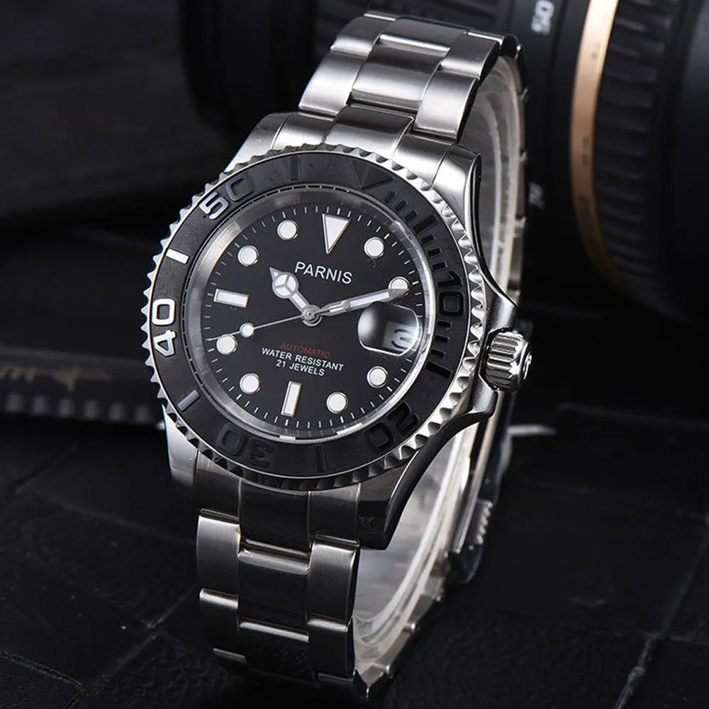 PARNIS Automatic Watch Diver Swim Waterproof 21 Jewel Miyota 8215 Movement Mechanical Watches with Leather Metal Strap Mens Gift
PARNIS Automatic Watch Diver Swim Waterproof 21 Jewel Miyota 8215 Movement Mechanical Watches with Leather Metal Strap Mens Gift