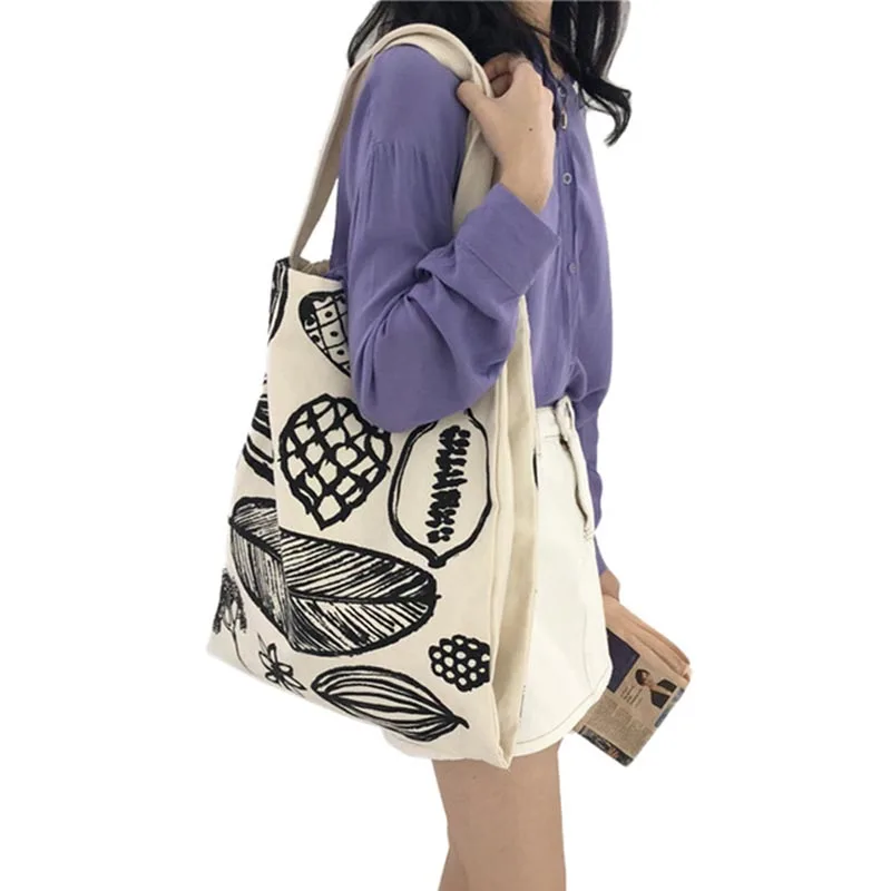 HHYUKIMI Leaf Printing Leisure Handbag Reusable Canvas Shopping Bag Large Capacity Shoulder Bags Casual Tote For Women Student
HHYUKIMI Leaf Printing Leisure Handbag Reusable Canvas Shopping Bag Large Capacity Shoulder Bags Casual Tote For Women Student