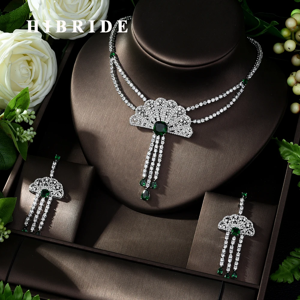 HIBRIDE Brand Luxurious Europe Style Green/Yellow Color AAA CZ Fan Shape Necklace Bridal Wedding Jewelry Accessories N-1010
HIBRIDE Brand Luxurious Europe Style Green/Yellow Color AAA CZ Fan Shape Necklace Bridal Wedding Jewelry Accessories N-1010