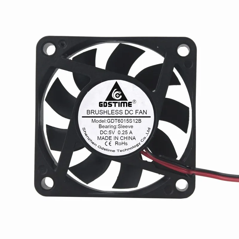 5 Pcs Gdstime 5V DC Brushless Cooling Fan 60mm x 15mm 6015 60x60x15mm 0.25A PC CPU Motor Radiator 6cm 2 Wire 2Pin | Компьютеры и офис