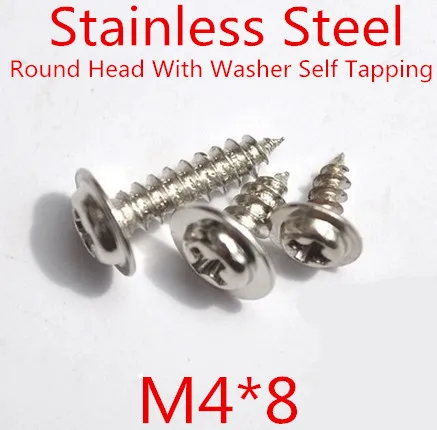 100pcs/lot M4*8mm 4mm Stainless Steel 304 Round Head With Washer Micro Self Tapping Screw Round washer head screw
100pcs/lot M4*8mm 4mm Stainless Steel 304 Round Head With Washer Micro Self Tapping Screw Round washer head screw