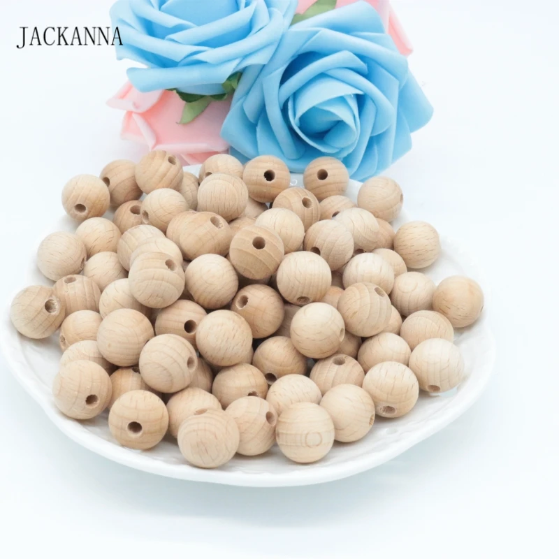 JACKANNA 15 мм Гладкие бусины из Букового дерева для прорезывания зубов сделай сам