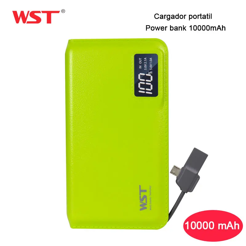 WST Power Bank 10000mAh External Battery Pack LED Digital Display with Built in Cable Cargador Portatil for iPhone/Android
WST Power Bank 10000mAh External Battery Pack LED Digital Display with Built in Cable Cargador Portatil for iPhone/Android