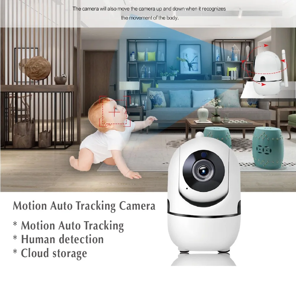 IP-камера 1080P HD с автоматическим отслеживанием беспроводная Wi-Fi ИК ночное видение |