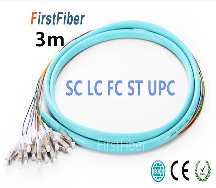 3m 12 Fibers Pigtail LC SC FC UPC 50/125 Multimode OM3 Bunch 12 core Fiber Optic Pigtail - 0.9mm PVC Jacket
3m 12 Fibers Pigtail LC SC FC UPC 50/125 Multimode OM3 Bunch 12 core Fiber Optic Pigtail - 0.9mm PVC Jacket