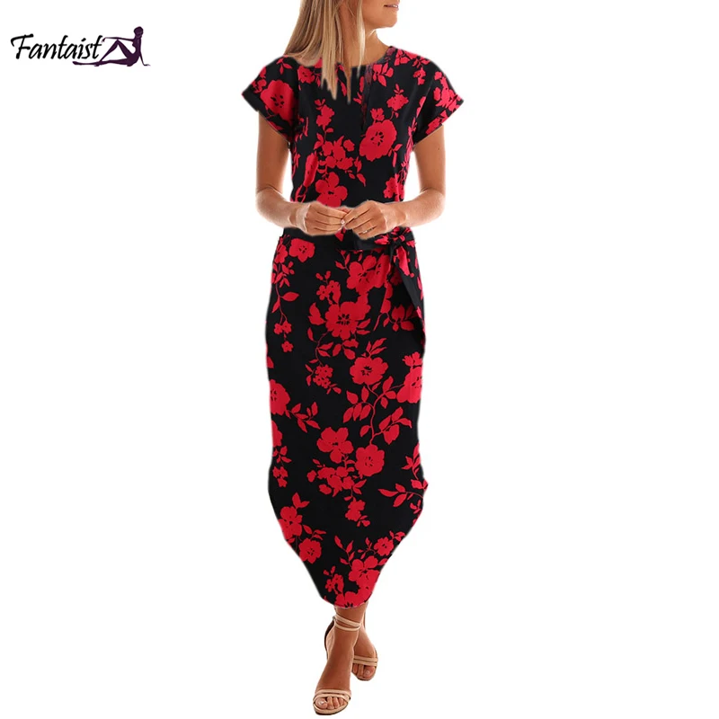 Фото Fantasia женское осеннее платье с круглым вырезом в богемном стиле - купить