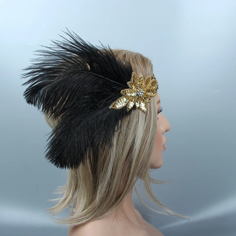 Wedding Headband Black Feather Gold Rhinestone Sequins Bridal Headwear Wedding Accessories Hair Fascinators for Weddings JWH004
Wedding Headband Black Feather Gold Rhinestone Sequins Bridal Headwear Wedding Accessories Hair Fascinators for Weddings JWH004