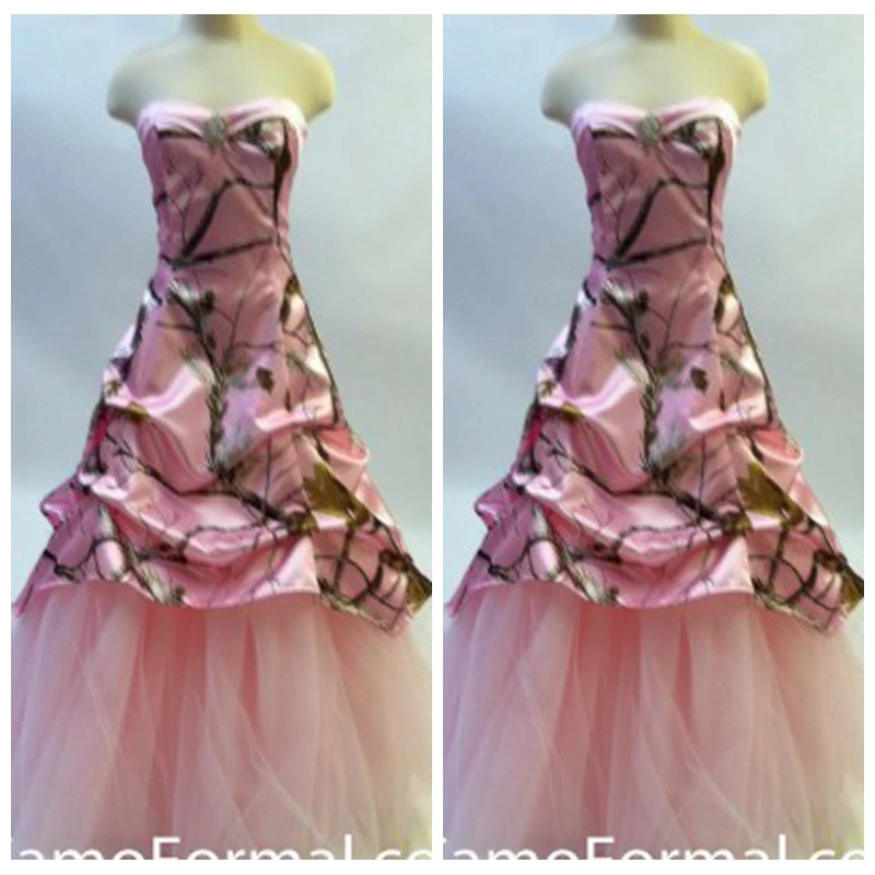 Простое розовое камуфляжное свадебное платье трапециевидные драпированные