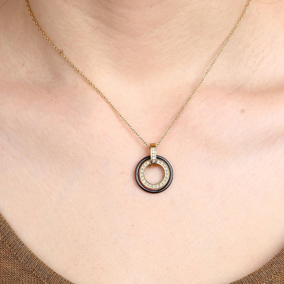 Fashion Jewelry Simple Black Ceramic Circle Crystal Pendant Necklaces With Women's Stainless Steel Circles Necklace & Pendants
Fashion Jewelry Simple Black Ceramic Circle Crystal Pendant Necklaces With Women's Stainless Steel Circles Necklace & Pendants