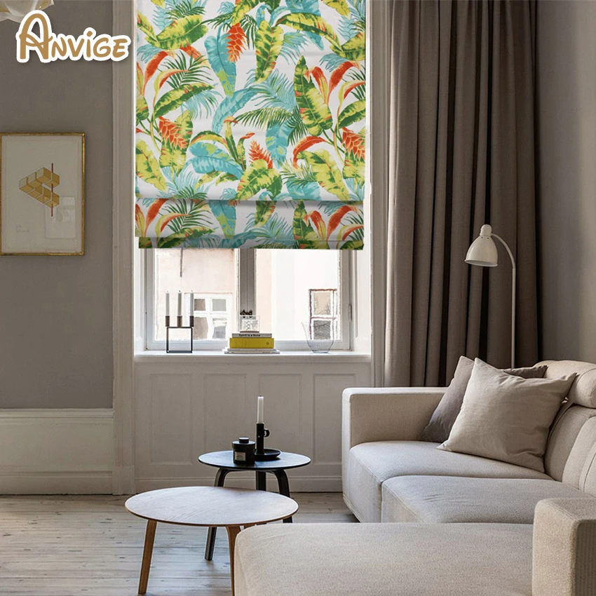 Anvige Pastoral Jacquard Printed Roman Shade Rollor Blind Window Curtains For Living Room | Дом и сад