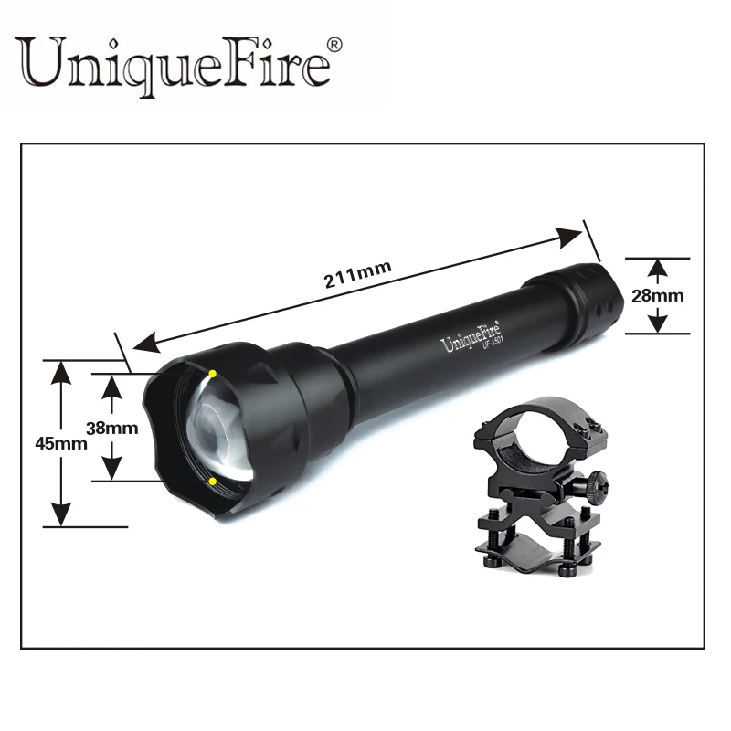 UniqueFire 1501 XML-2 LED Flashlight 1200 High Lumens 10W Adjustable Lantern White Light+Scope Mount
UniqueFire 1501 XML-2 LED Flashlight 1200 High Lumens 10W Adjustable Lantern White Light+Scope Mount