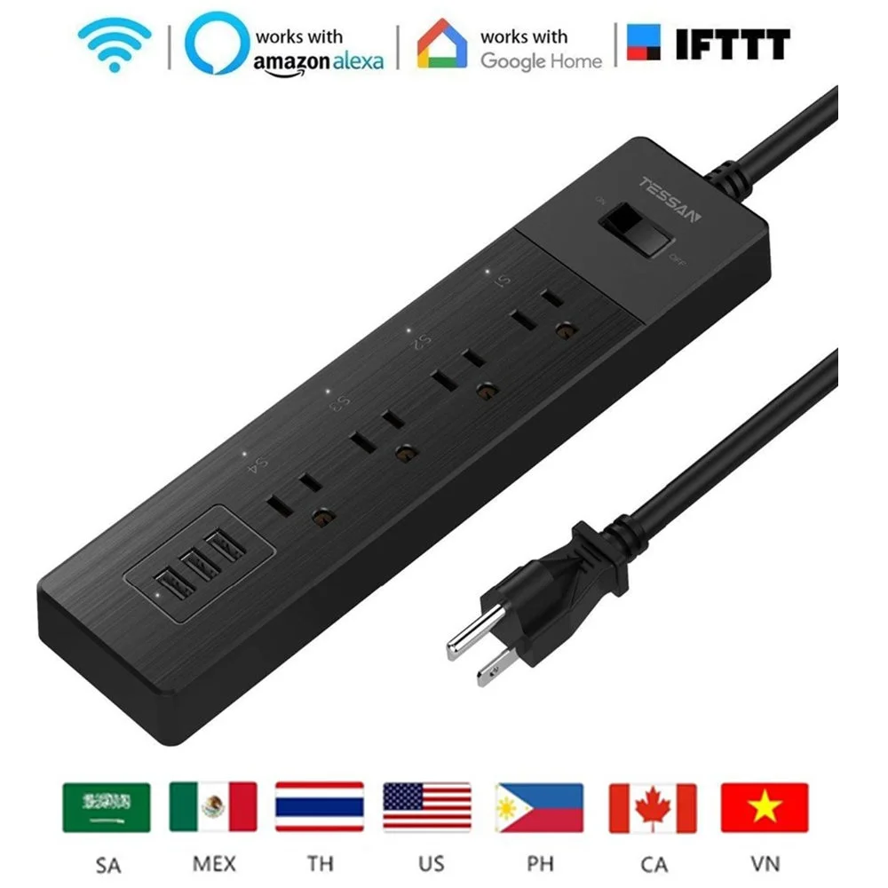 TESSAN WI FI Смарт Мощность полосы Стабилизатор напряжения мульти от источника