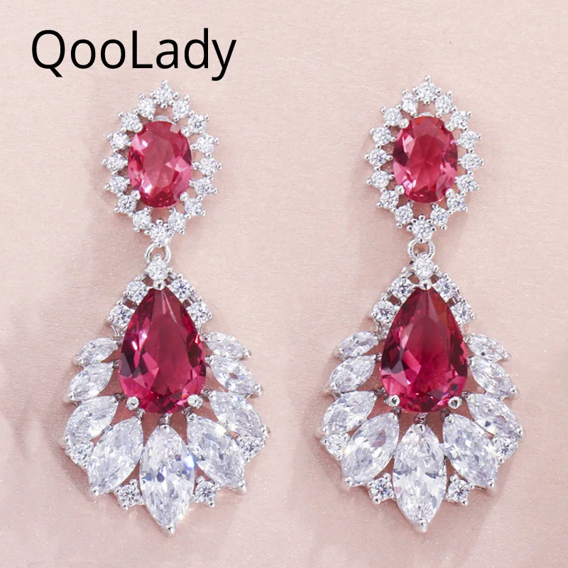 QooLady Fashion Marquise Cut Red Cubic Zirconia Sparkling Long Dangle Tear Drop Wedding Party Earrings for Women Jewelry E011
QooLady Fashion Marquise Cut Red Cubic Zirconia Sparkling Long Dangle Tear Drop Wedding Party Earrings for Women Jewelry E011