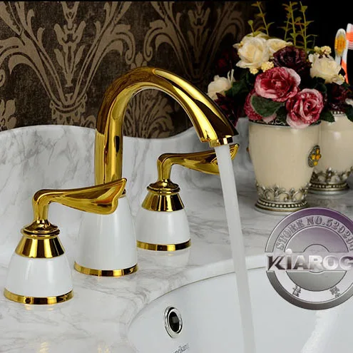 Double handle Gold bathroom basin Faucet.Wing-Shaped 3 hole water faucet.Gold plated bathroom basin sink Mixer Tap GY-607K
Double handle Gold bathroom basin Faucet.Wing-Shaped 3 hole water faucet.Gold plated bathroom basin sink Mixer Tap GY-607K
