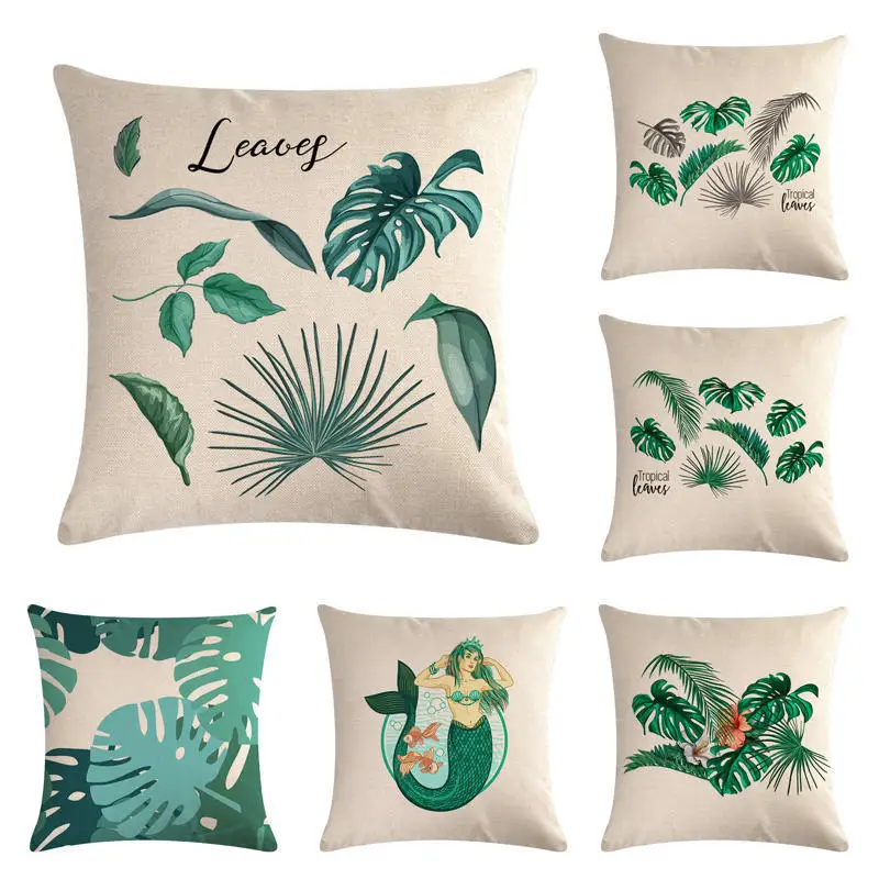 Наволочка из хлопка и льна с тропическими листьями, 45 х45 см 
Наволочка из хлопка и льна с тропическими листьями, 45 х45 см