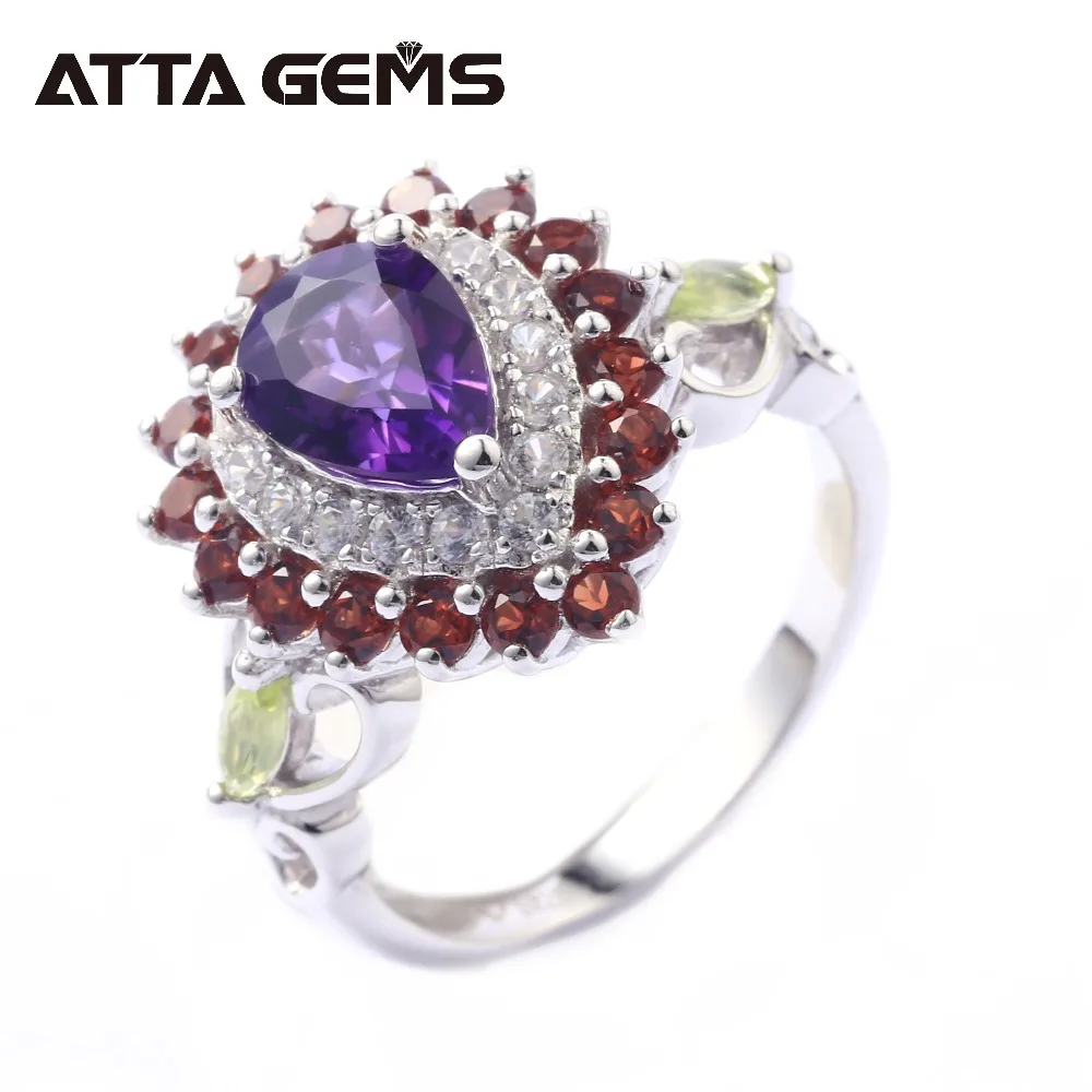 Natural Amethyst Sterling Silver Women's Ring Natural Garnet Crystal Jewelry Brand Colorful Gemstone Romantic Style for Women
Natural Amethyst Sterling Silver Women's Ring Natural Garnet Crystal Jewelry Brand Colorful Gemstone Romantic Style for Women
