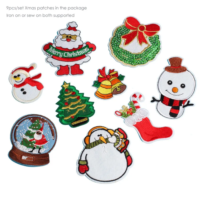 9pcs/set Xmas Iron on Patches for Clothes Jean Jackets Embroidery Patch Stickers Clothing Applique Decoration Fabrics Badge
9pcs/set Xmas Iron on Patches for Clothes Jean Jackets Embroidery Patch Stickers Clothing Applique Decoration Fabrics Badge