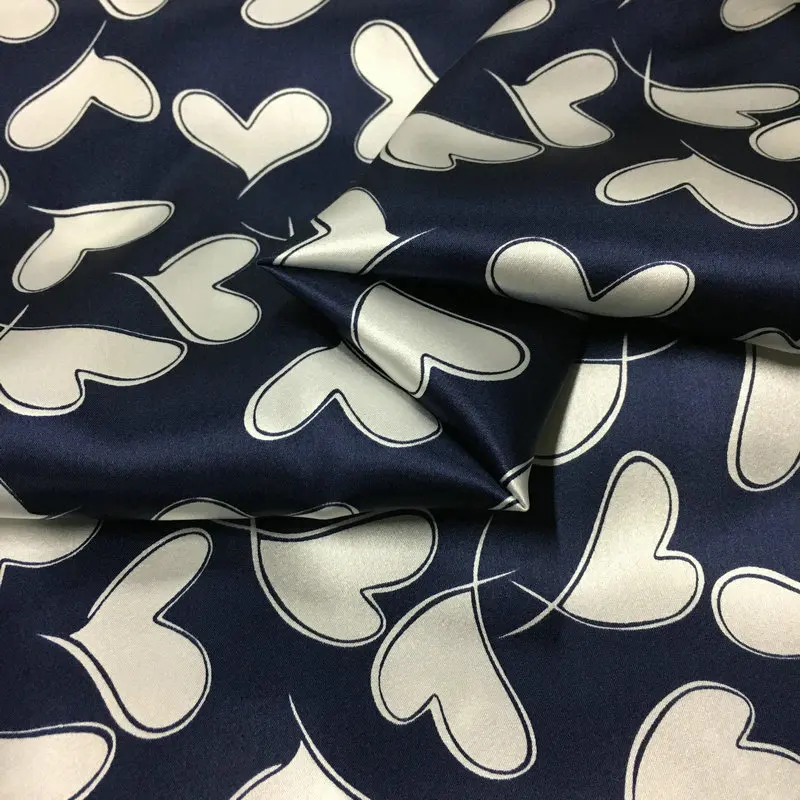 19mm wide 97% silk & 3% spandex love print stretch silk satin fabric for dress shirt clothes cheongsam Claret Navy Blue
19mm wide 97% silk & 3% spandex love print stretch silk satin fabric for dress shirt clothes cheongsam Claret Navy Blue