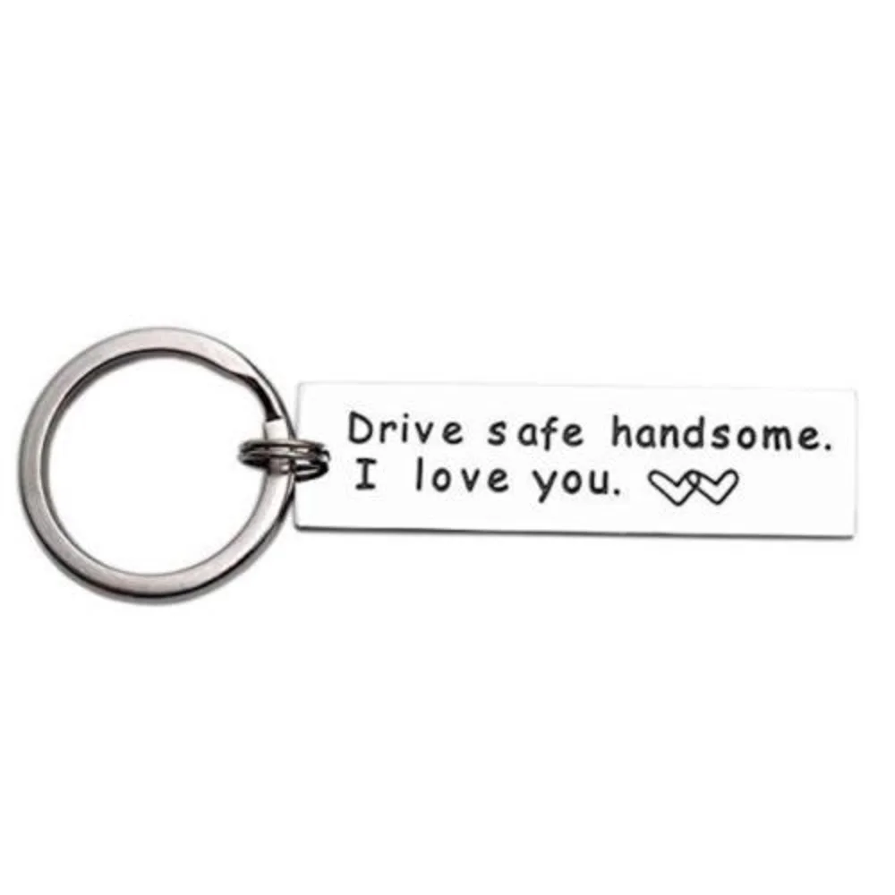 2pcs Stainless Steel Keychain engrave Key Holder Drive safe handsome I love you Pendant Car KeyChain Keyring Best Gift | Украшения и