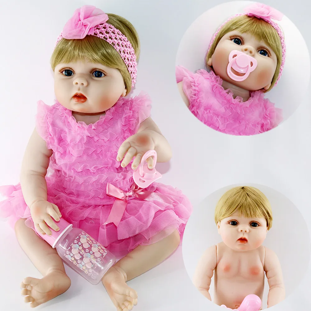 Bebes reborn realista NPK doll completa силиконовая Кукла розовое платье для девочек кукла
