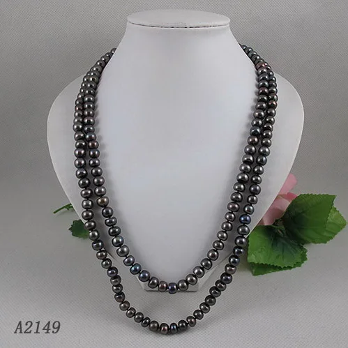 

Unique Pearls jewellery Store,Black AA 8-9MM Freshwater Pearl Necklace,120cm Long Pearl Jewellery,Perfect Lady's Party Gift