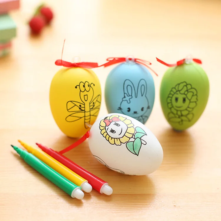 Дешевые 1 комплект пасхальные яйца украшения для детей сделай сам ручная роспись