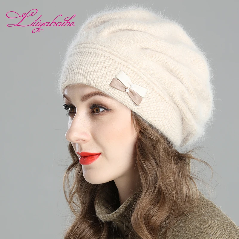 Liliyabaihe New style women's winter beret knitted wool angora beret Decoration Two-color butterfly double warm Hat
Liliyabaihe New style women's winter beret knitted wool angora beret Decoration Two-color butterfly double warm Hat