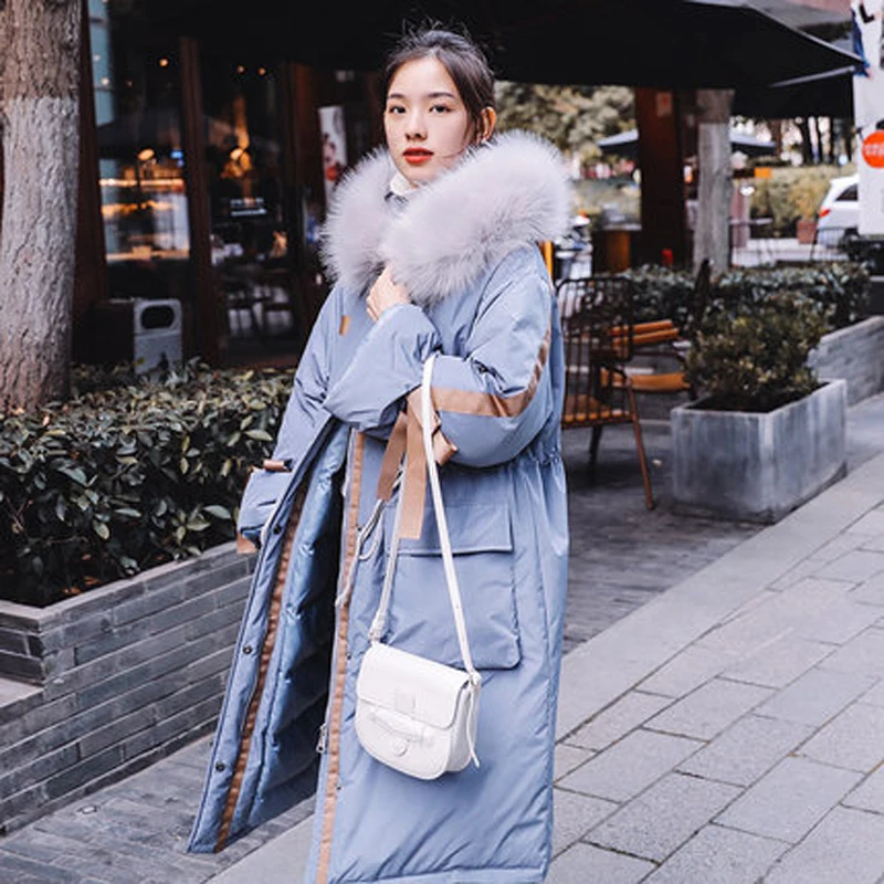 Зимняя женская куртка 2019 корейское толстое теплое пальто с капюшоном и хлопковой