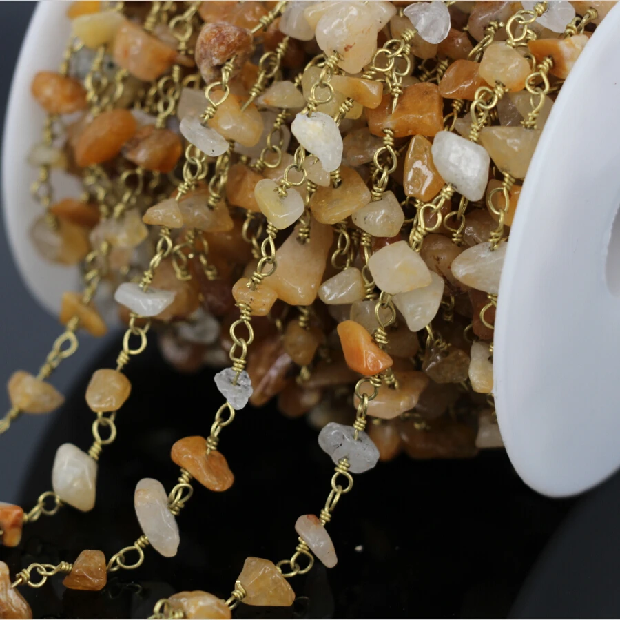 5Meter Natural citrine chips Rosary Chain,topaz stone Brass Wire Wrapped Golden plated Chains Necklace Jewelry Findings
5Meter Natural citrine chips Rosary Chain,topaz stone Brass Wire Wrapped Golden plated Chains Necklace Jewelry Findings