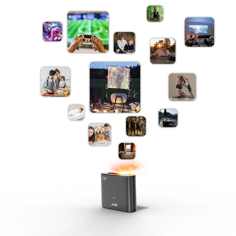 Artlii портативный мини проектор 3D экран зеркальное отображение DLP Wi Fi смартфон