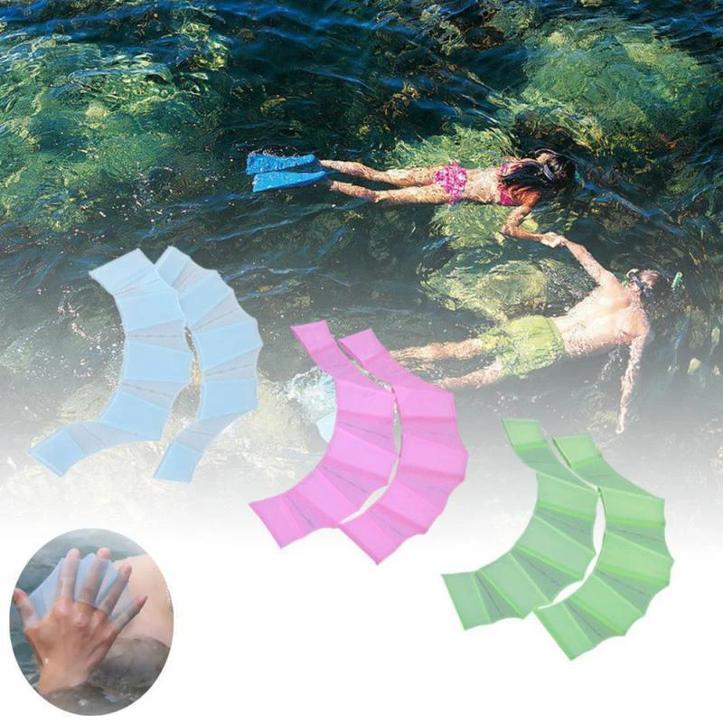 Swimming Webbed Gloves Adult Finger Fin Hand Paddle Wear Silicon Diving Glove Equipment Universal Surfing Fins | Спорт и развлечения