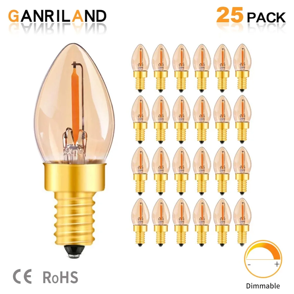 GANRILAND C7 0.5W E14 LED Filament Candelabra Bulb Vintage Night Light Bulb Yellow Warm 2200K 5Watt Equivalent Dimmable Led Lamp
GANRILAND C7 0.5W E14 LED Filament Candelabra Bulb Vintage Night Light Bulb Yellow Warm 2200K 5Watt Equivalent Dimmable Led Lamp