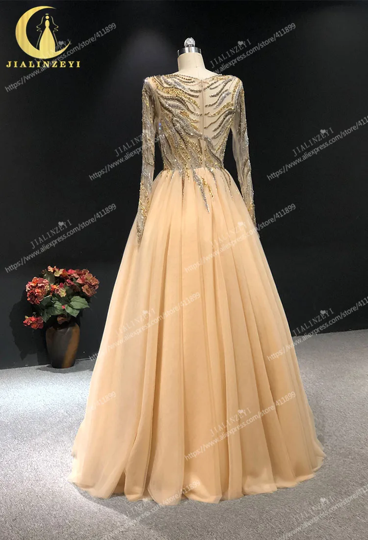 JIALINZEYI Real Picture Gold Beads Crystal Long Sleeves Floor length Luxurious Dresses Party Evening Dresses
JIALINZEYI Real Picture Gold Beads Crystal Long Sleeves Floor length Luxurious Dresses Party Evening Dresses