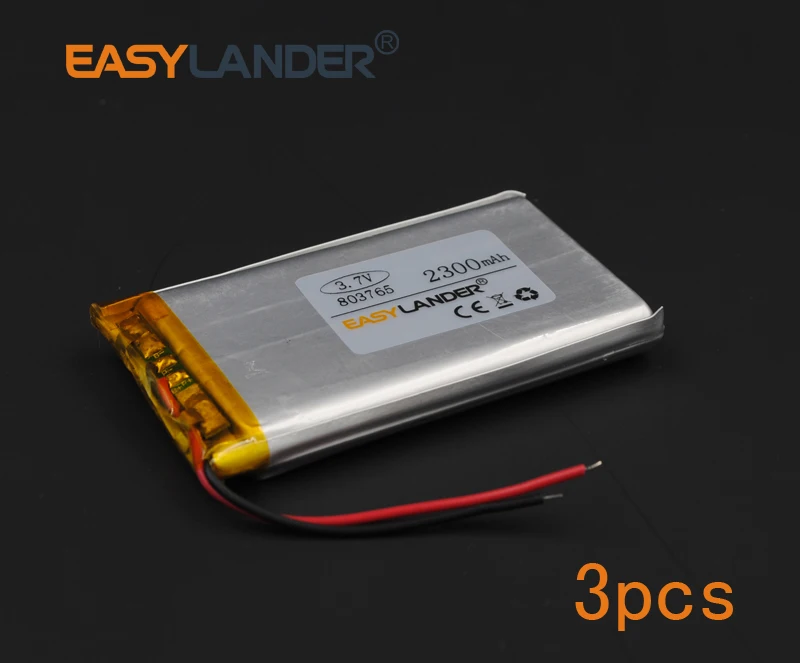 3pcs/Lot 3.7V 2300mAh Rechargeable li Polymer Li-ion Battery For bluetooth headset GPS PSP PDA MP3 MP4 speaker 803765 083765
3pcs/Lot 3.7V 2300mAh Rechargeable li Polymer Li-ion Battery For bluetooth headset GPS PSP PDA MP3 MP4 speaker 803765 083765