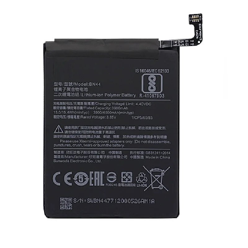 Mobile Phone battery 4000mAh High Capacity Polymer Replacement Strong Endurance Battery BN44 For Xiaomi Redmi 5 Plus
Mobile Phone battery 4000mAh High Capacity Polymer Replacement Strong Endurance Battery BN44 For Xiaomi Redmi 5 Plus
