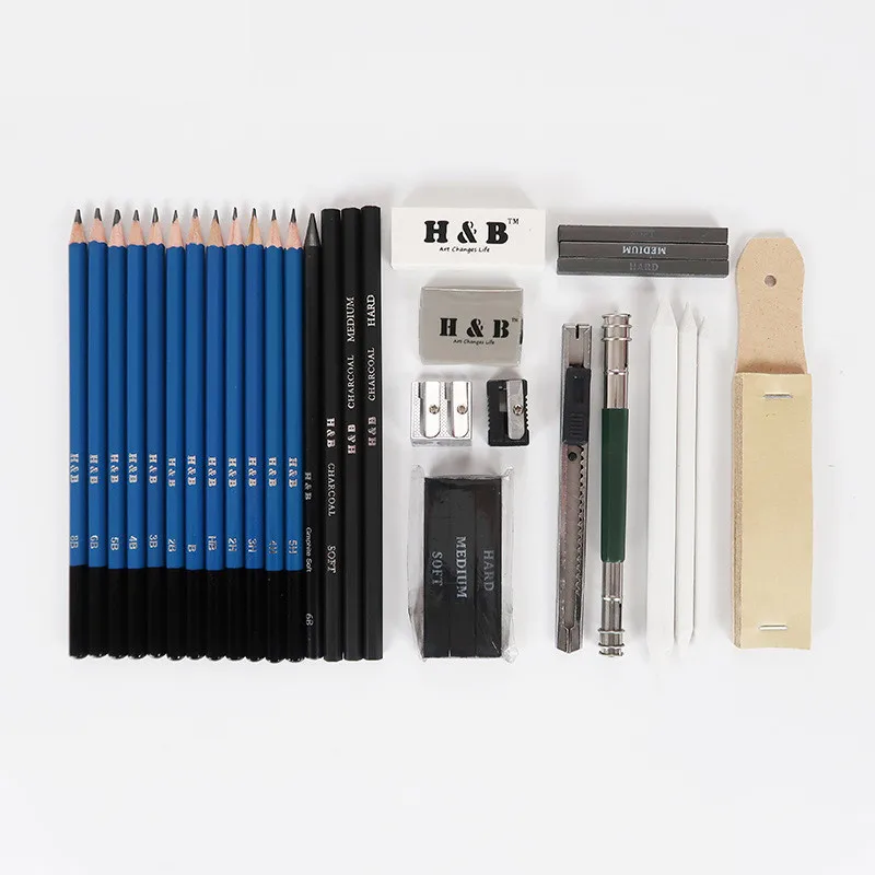 32 Pieces of Pencil Eraser Sharpener Paper Pen Knife Extender with Bag Sketching Set Drawing Tools for Artist | Канцтовары для